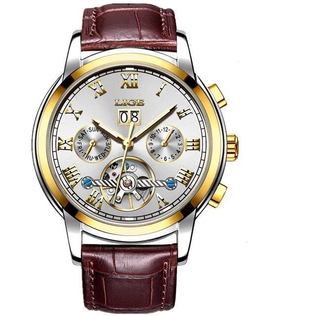 Business Men's Waterproof Watch With Chronometers Date Large Roman Numerals And Decorative Spiral Stevvex