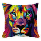 Male Lion Printing Linen Pillow Cover Lion Leo King Square Cushion Covers For Home Sofa Bed Chair Decoration Stevvex