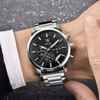 Luxury Steel Sports Men's Watches Business Design Leather Band Wrist Watch Military Quartz