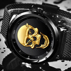 Men's Waterproof Stainless Steel Watch  3D Skull And Fluorescent Hands Unique Design Perfect Gift Stevvex