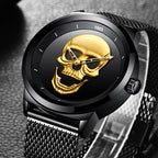 Men's Waterproof Stainless Steel Watch  3D Skull And Fluorescent Hands Unique Design Perfect Gift Stevvex