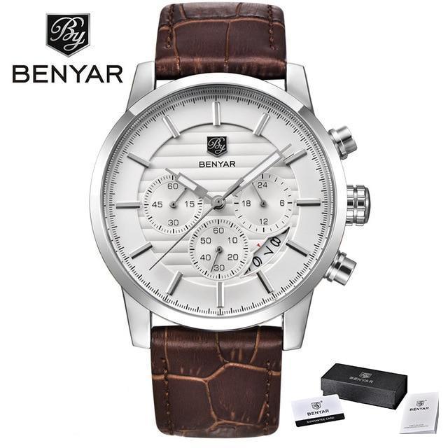 New Luxury Men Watches Chronograph Sports Watches Waterproof Casual Sport Leather Strap Quartz Men's Wrist Watch Stevvex