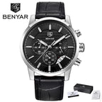 New Luxury Men Watches Chronograph Sports Watches Waterproof Casual Sport Leather Strap Quartz Men's Wrist Watch Stevvex