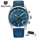 New Luxury Men Watches Chronograph Sports Watches Waterproof Casual Sport Leather Strap Quartz Men's Wrist Watch Stevvex