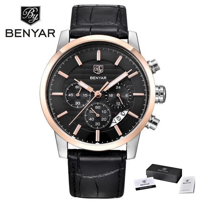 New Luxury Men Watches Chronograph Sports Watches Waterproof Casual Sport Leather Strap Quartz Men's Wrist Watch Stevvex