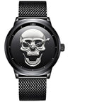 Men's Waterproof Stainless Steel Watch  3D Skull And Fluorescent Hands Unique Design Perfect Gift Stevvex