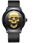 Men's Waterproof Stainless Steel Watch  3D Skull And Fluorescent Hands Unique Design Perfect Gift Stevvex
