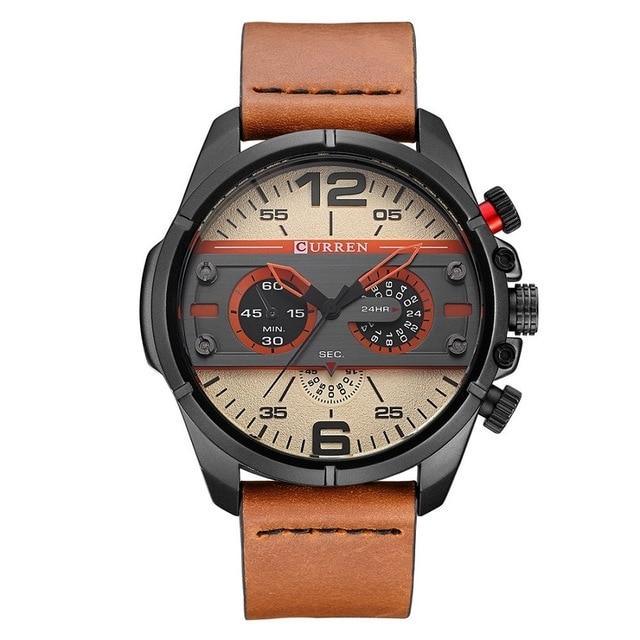 Men's  Waterproof Retro Style Watch With Excellent  Background, Chronometers  Large Numbers Perfect Gift Stevvex