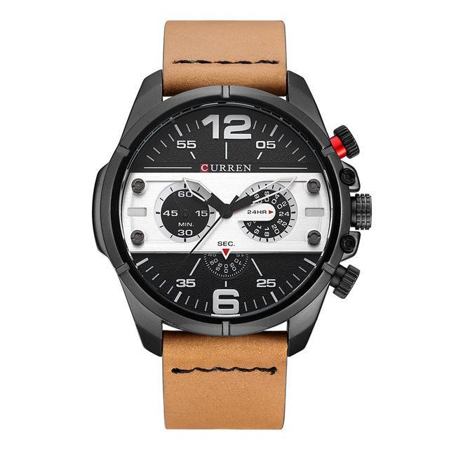 Men's  Waterproof Retro Style Watch With Excellent  Background, Chronometers  Large Numbers Perfect Gift Stevvex