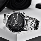 2021 New Business Men Watch Full Steel Quartz Luxury Casual Waterproof Leather Sports Male Wristwatch Stevvex
