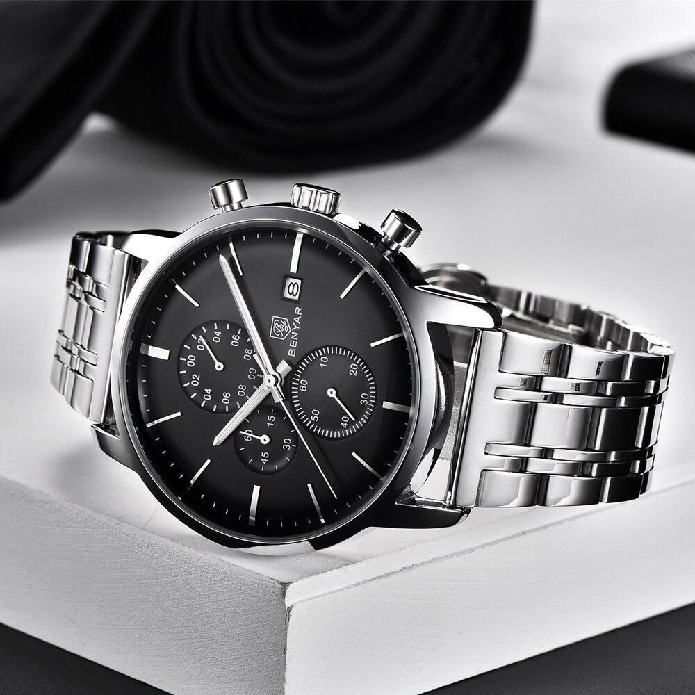 2021 New Business Men Watch Full Steel Quartz Luxury Casual Waterproof Leather Sports Male Wristwatch Stevvex