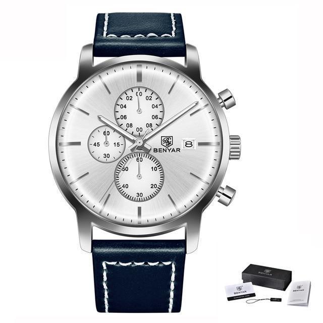 2021 New Business Men Watch Full Steel Quartz Luxury Casual Waterproof Leather Sports Male Wristwatch Stevvex