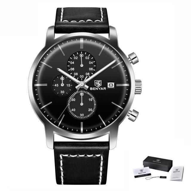 2021 New Business Men Watch Full Steel Quartz Luxury Casual Waterproof Leather Sports Male Wristwatch Stevvex