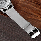 Unisex Metal Silver Watch With Steel Bracelet Unique Design Perfect Gift For Your Loved One - SJB-DIAMOND ELITES