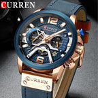 Men's Sports Waterproof Watch With Leather Belts, Chronometers And Large Numbers Details Luxury Watches Unique Design Excellent Gift Stevvex