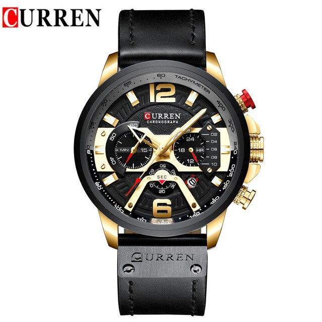 Men's Sports Waterproof Watch With Leather Belts, Chronometers And Large Numbers Details Luxury Watches Unique Design Excellent Gift Stevvex