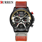 Men's Sports Waterproof Watch With Leather Belts, Chronometers And Large Numbers Details Luxury Watches Unique Design Excellent Gift Stevvex