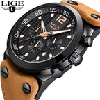 Men's Waterproof  Watch With Leather  Belts, Chronometers And Day Display Fluorescent Pointers Excellent Gift Unique Design Stevvex