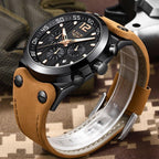Men's Waterproof  Watch With Leather  Belts, Chronometers And Day Display Fluorescent Pointers Excellent Gift Unique Design Stevvex