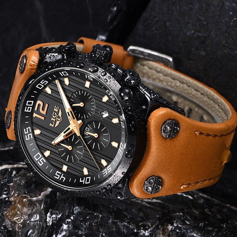 Men's Waterproof  Watch With Leather  Belts, Chronometers And Day Display Fluorescent Pointers Excellent Gift Unique Design Stevvex