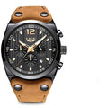 Men's Waterproof  Watch With Leather  Belts, Chronometers And Day Display Fluorescent Pointers Excellent Gift Unique Design Stevvex