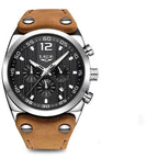 Men's Waterproof  Watch With Leather  Belts, Chronometers And Day Display Fluorescent Pointers Excellent Gift Unique Design Stevvex