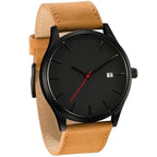 Men's Elegant Watch With Date Display And Stitched Leather Straps Unique Design Perfect Gift - SJB-DIAMOND ELITES