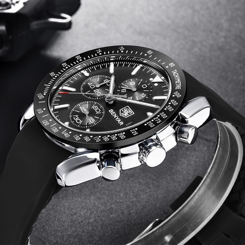 Luxury Men Stainless Steel Quartz Watch Accurate Timing Waterproof Analog Chronograph Men's Quartz Watches Stevvex