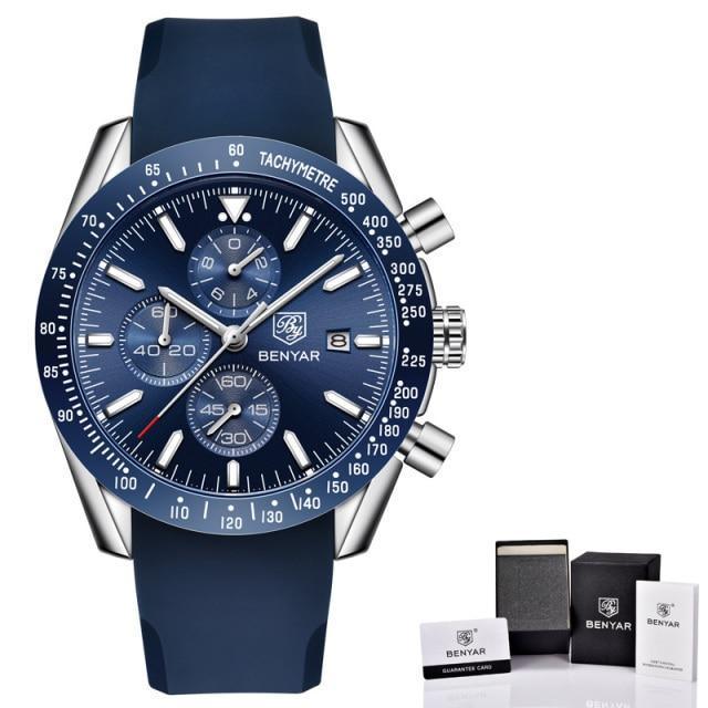 Luxury Men Stainless Steel Quartz Watch Accurate Timing Waterproof Analog Chronograph Men's Quartz Watches Stevvex