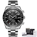 Luxury Men Stainless Steel Quartz Watch Accurate Timing Waterproof Analog Chronograph Men's Quartz Watches Stevvex