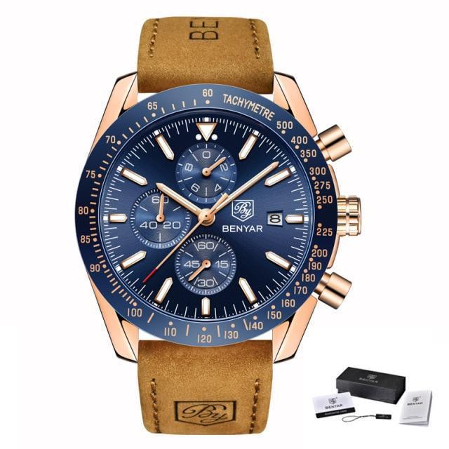 Luxury Men Stainless Steel Quartz Watch Accurate Timing Waterproof Analog Chronograph Men's Quartz Watches Stevvex