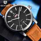 Business Fashion Men Watches Brown Luxury Military Leather Band Wristwatches  Date Week Display Watch Stevvex