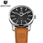 Business Fashion Men Watches Brown Luxury Military Leather Band Wristwatches  Date Week Display Watch Stevvex