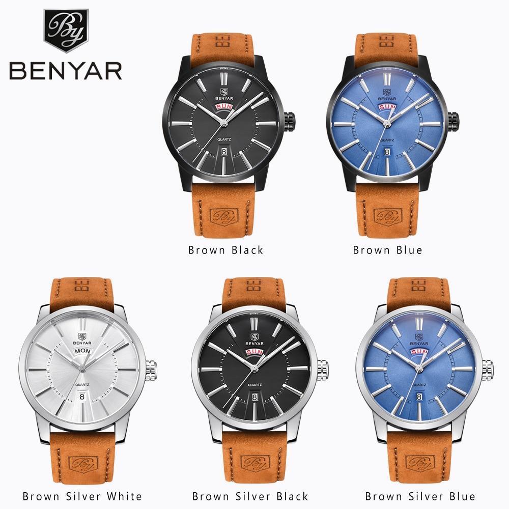 Business Fashion Men Watches Brown Luxury Military Leather Band Wristwatches  Date Week Display Watch Stevvex