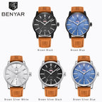 Business Fashion Men Watches Brown Luxury Military Leather Band Wristwatches  Date Week Display Watch Stevvex