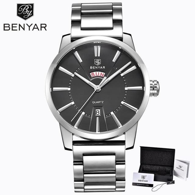Business Fashion Men Watches Brown Luxury Military Leather Band Wristwatches  Date Week Display Watch Stevvex