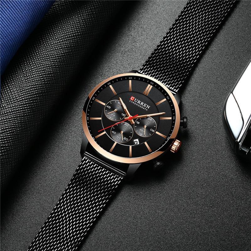 Unisex Elegant  Stainless Steel Watch With  Chronometer And Date Display Excellent Design Perfect Gift Stevvex