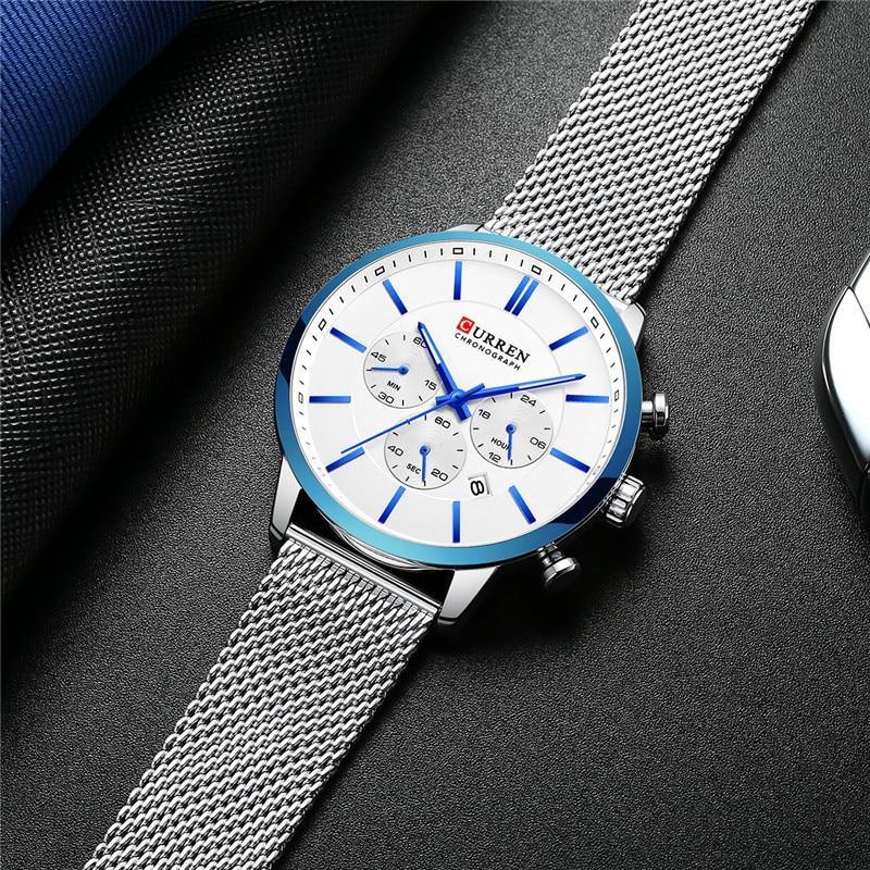 Unisex Elegant  Stainless Steel Watch With  Chronometer And Date Display Excellent Design Perfect Gift Stevvex