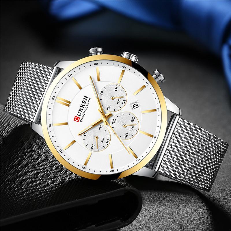 Unisex Elegant  Stainless Steel Watch With  Chronometer And Date Display Excellent Design Perfect Gift Stevvex