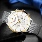 Unisex Elegant  Stainless Steel Watch With  Chronometer And Date Display Excellent Design Perfect Gift Stevvex