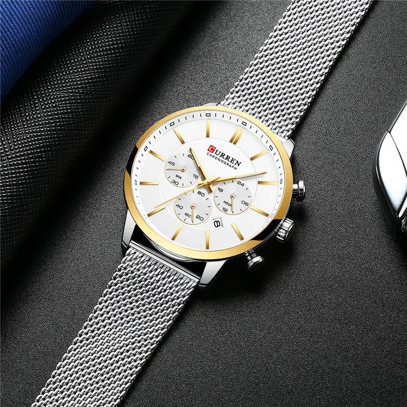 Unisex Elegant  Stainless Steel Watch With  Chronometer And Date Display Excellent Design Perfect Gift Stevvex