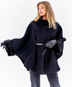 Genuine Scandinavian Mink Fur Double Face Wool Poncho - SJB-DIAMOND ELITES