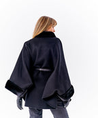 Genuine Scandinavian Mink Fur Double Face Wool Poncho - SJB-DIAMOND ELITES