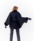 Genuine Scandinavian Mink Fur Double Face Wool Poncho - SJB-DIAMOND ELITES