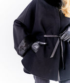 Genuine Scandinavian Mink Fur Double Face Wool Poncho - SJB-DIAMOND ELITES