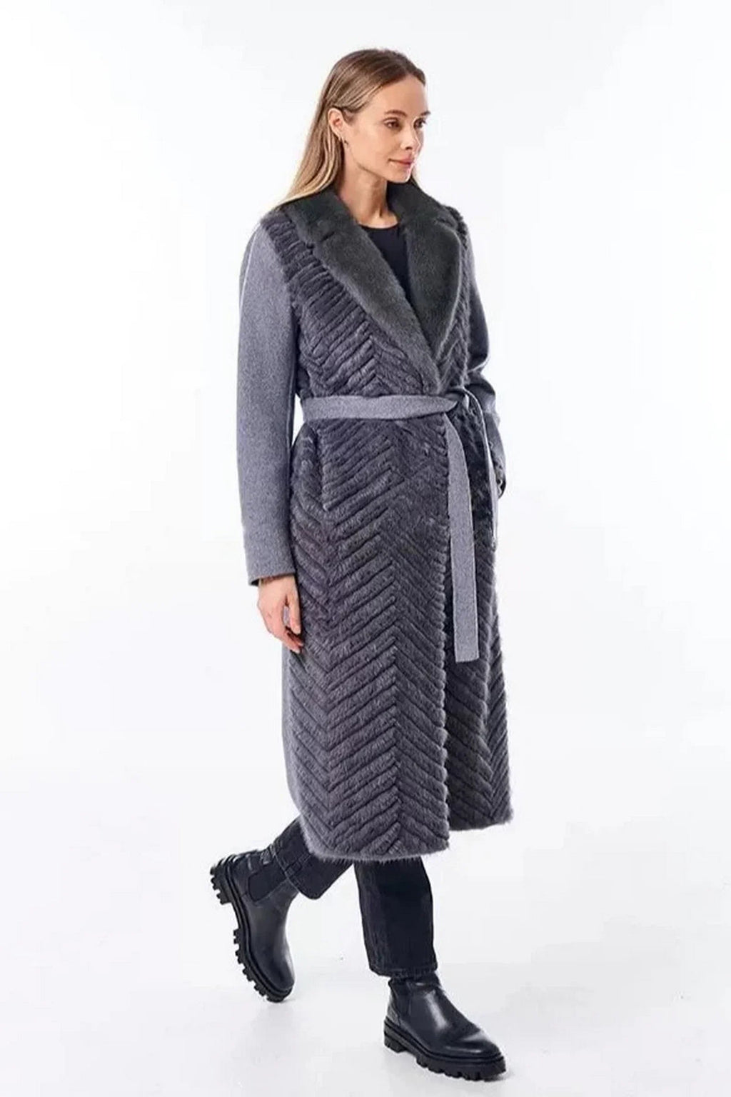 Genuine Mink Fur Rex Fur Trim Virgin Wool Coat Alaska® Outerwear Company