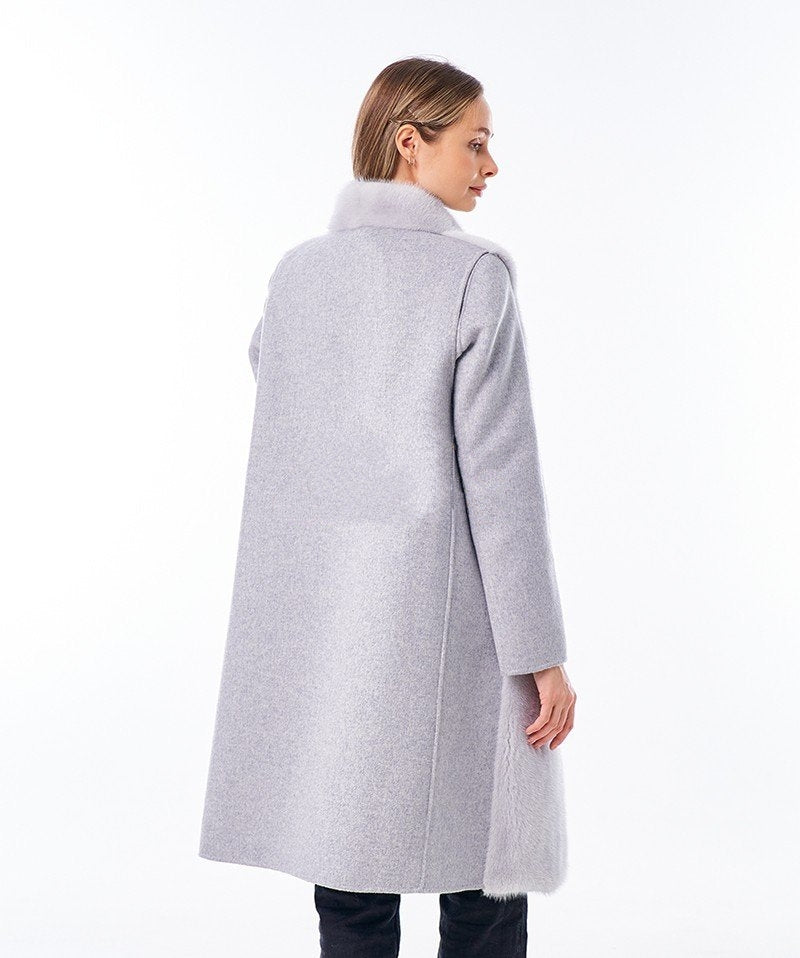 Genuine Mink Fur Virgin Wool Coat Plus Vest - SJB-DIAMOND ELITES