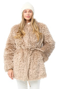 Faux Fur Coat with Leather Belt - SJB-DIAMOND ELITES