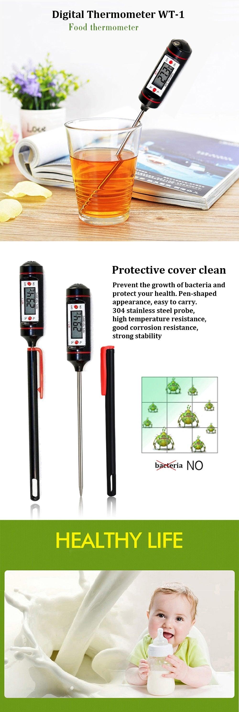 Professional Digital Kitchen Thermometer Barbecue Water Oil Digital Candy Candle Thermometer Cooking Kitchen BBQ Grill Thermometer Probe Instant Read Thermometer for Liquids  Meat Food Thermometers 304 Stainless Steel Probe Tools Stevvex