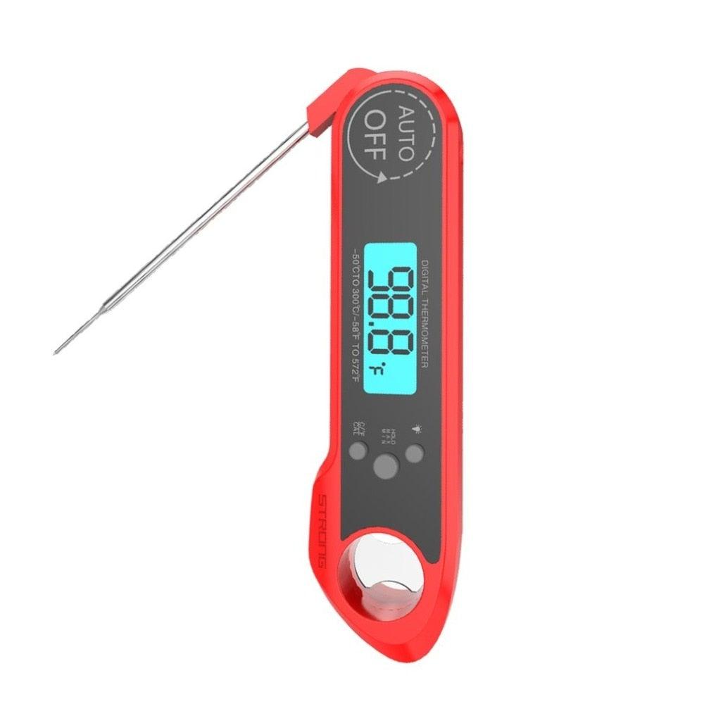 Professional Waterproof Digital Food Thermometer Pyrometer with Folding Foldable Probe Waterproof Digital Instant Read Meat Thermometer with 4.6” Folding Probe Backlight & Calibration Function for Cooking Food Candy BBQ Grill for Kitchen Food Cooking Stevvex